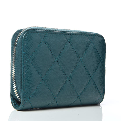 Chanel Caviar Quilted Zip Coin Purse Dark Turquoise 3 of 8