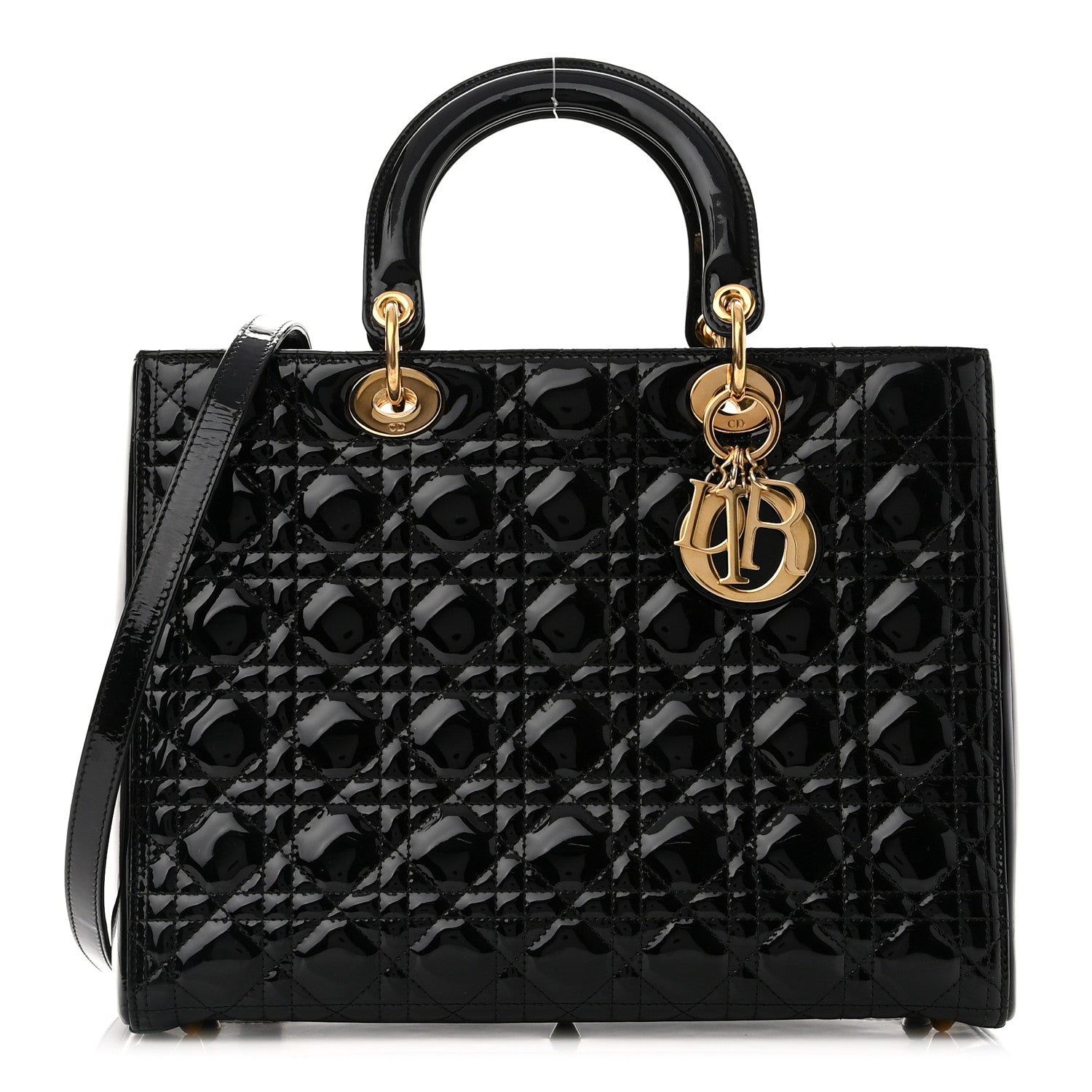 Christian Dior Patent Cannage Large Lady Dior Black 1 of 10
