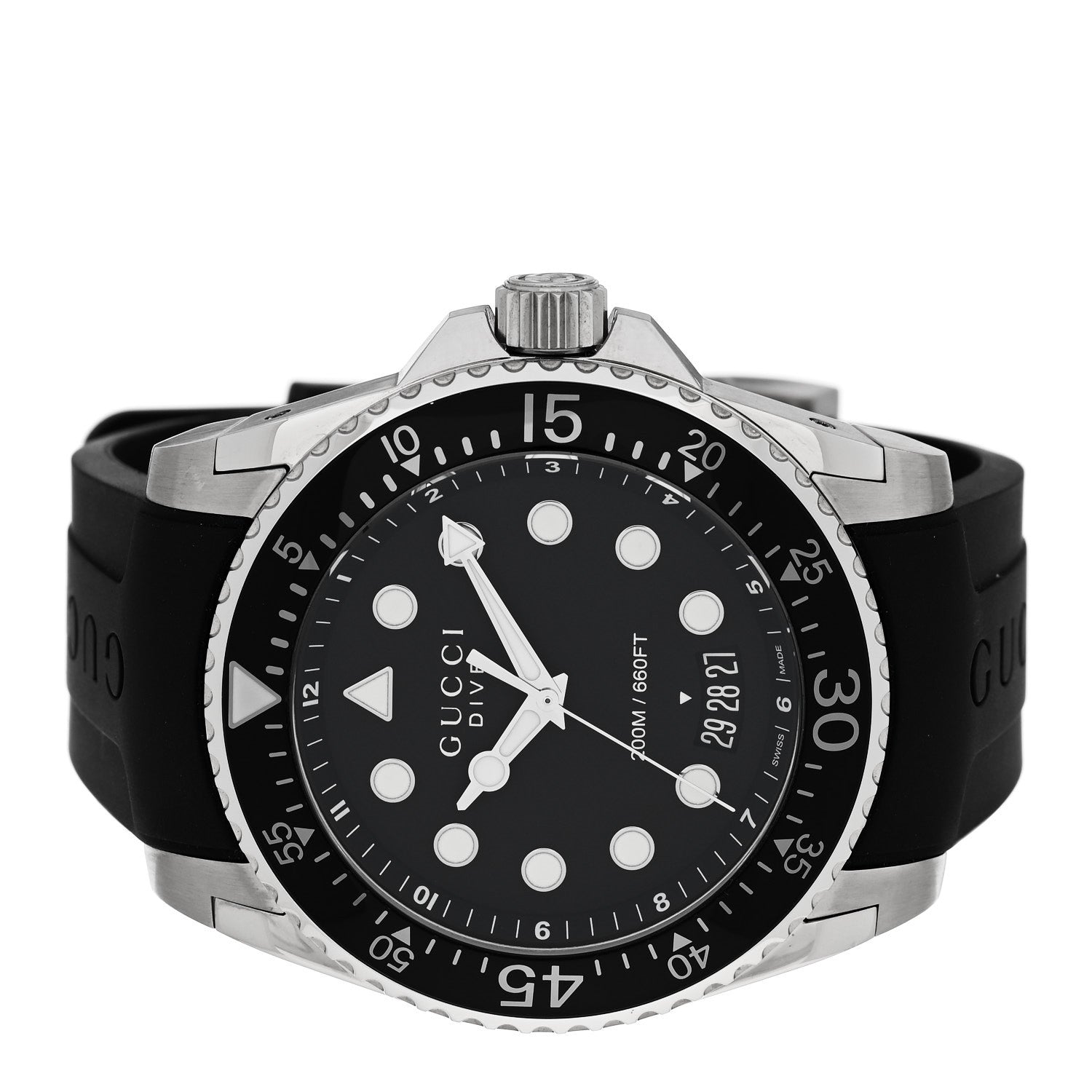 Gucci Stainless Steel Rubber 45mm Dive Quartz Watch Black 2 of 4