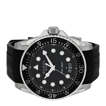 Gucci Stainless Steel Rubber 45mm Dive Quartz Watch Black 2 of 4