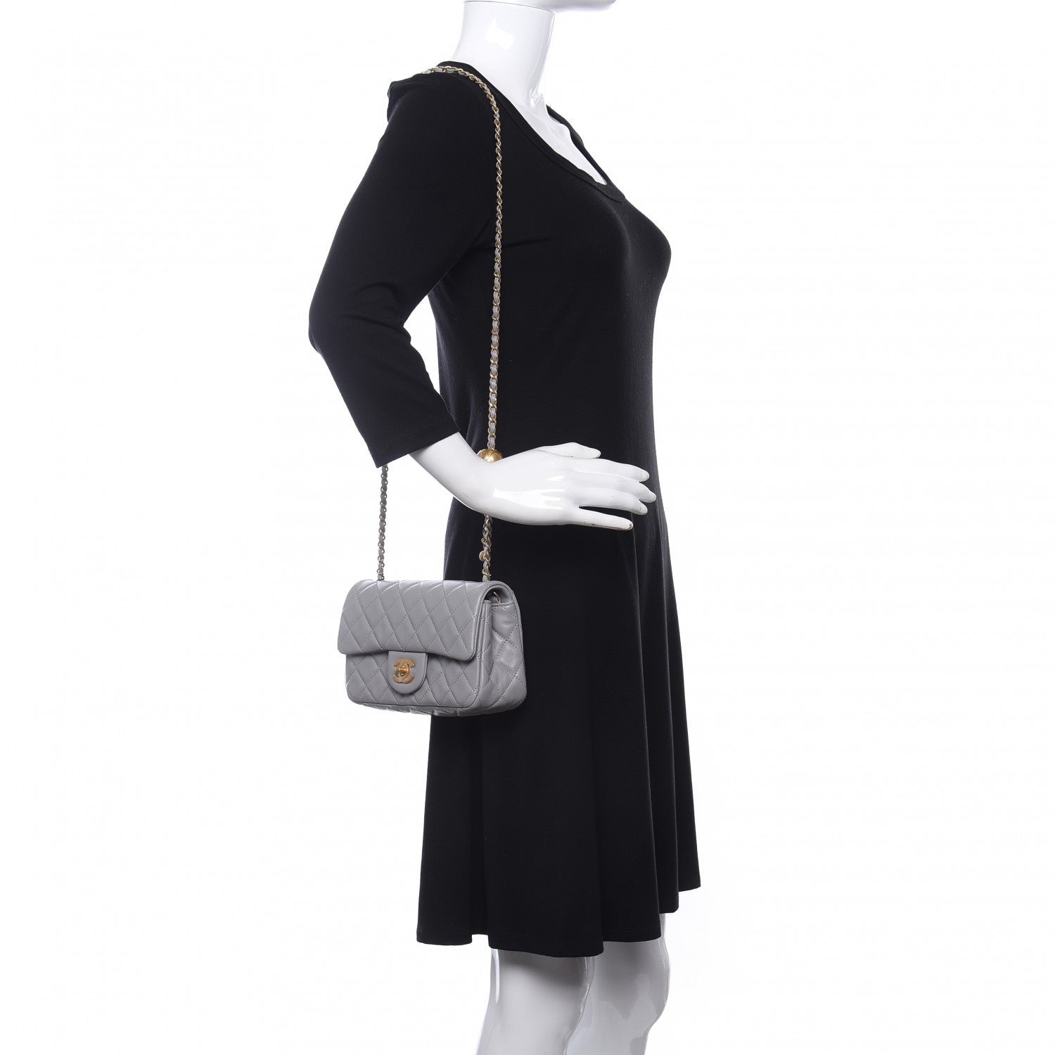 Chanel Lambskin Quilted Mini Rectangular Pearl Crush Flap Grey 2 of 12