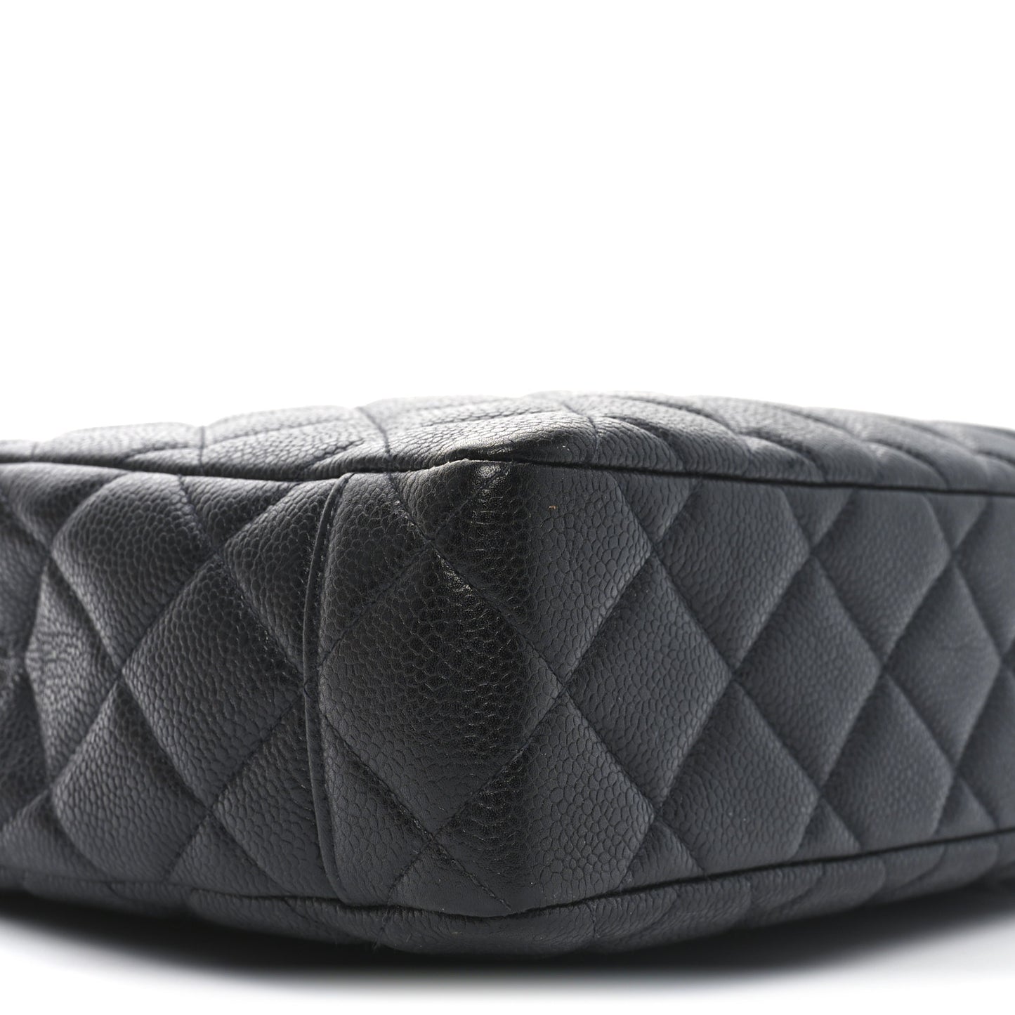 Caviar Quilted Small Shopping Tote Black