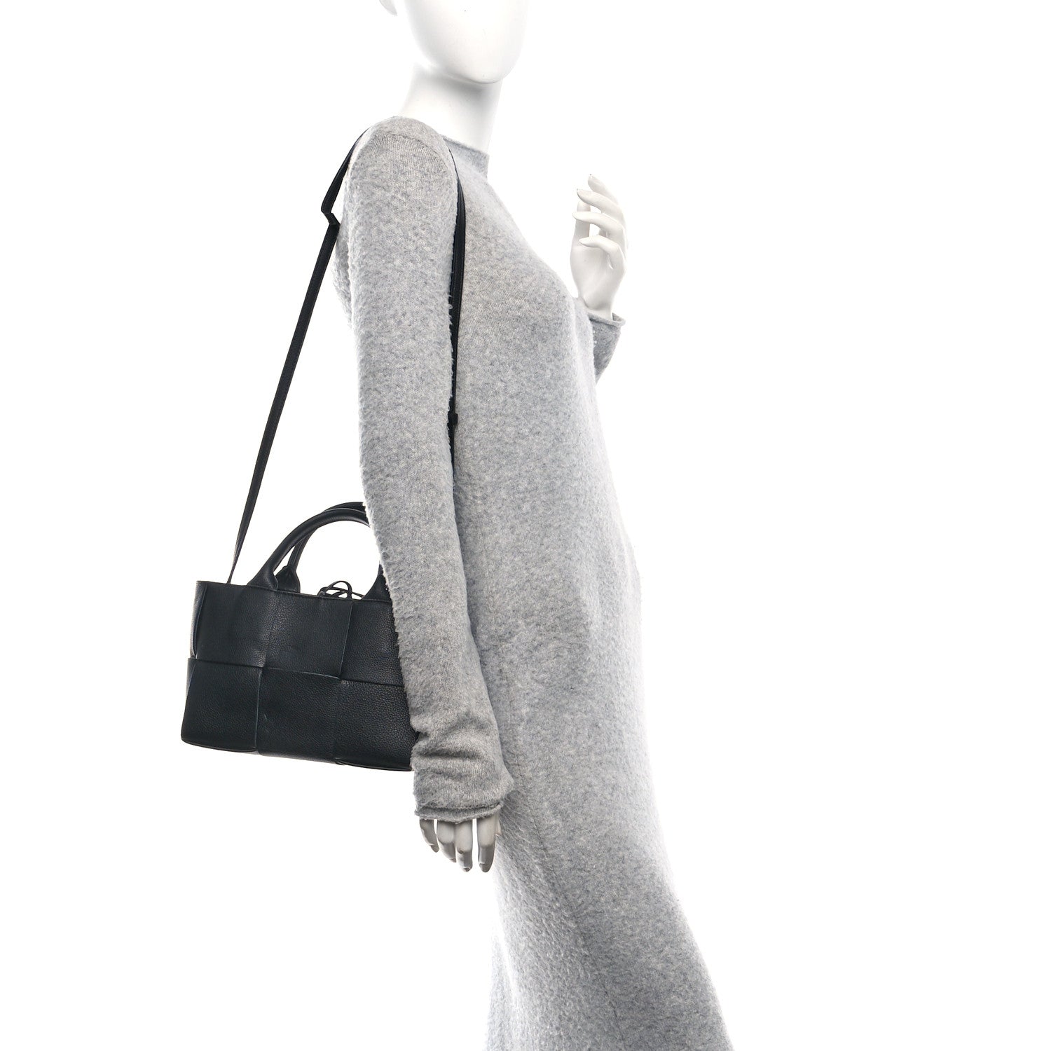 Bottega Veneta Grained Calfskin Intrecciato Mini Arco Tote Black 2 of 10