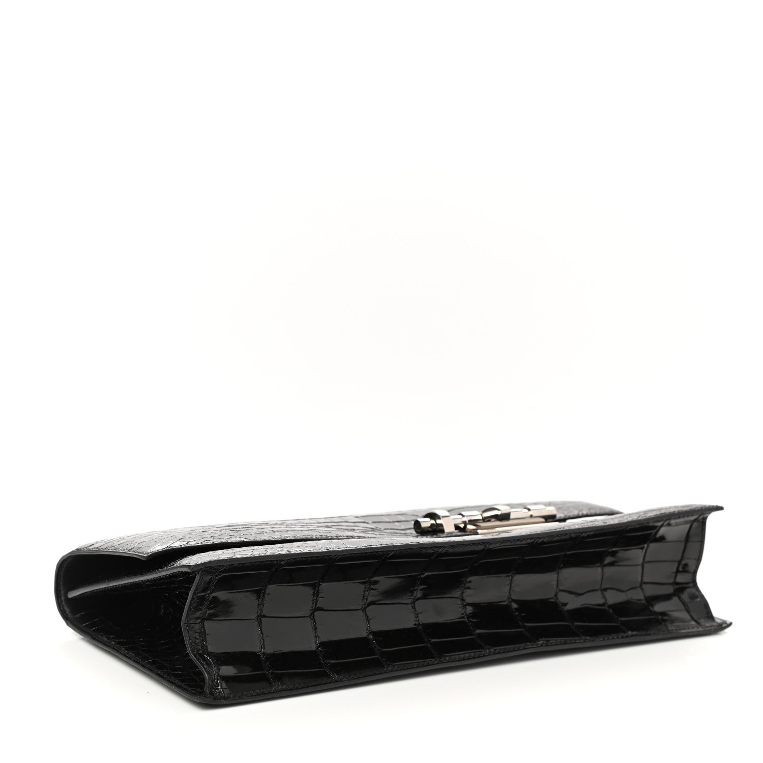 Hermes Shiny Porosus Crocodile Verrou Elan Clutch Black 4 of 9