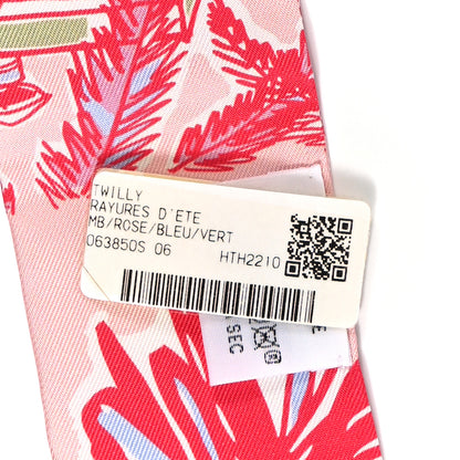 Hermes Silk Rayures D'Ete Twilly Rose Bleu Vert 3 of 4