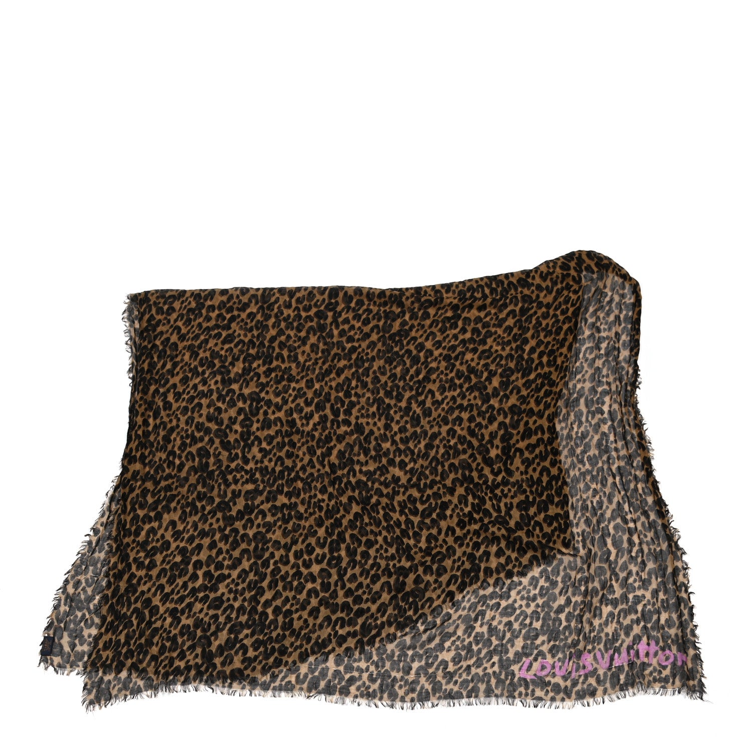 Louis Vuitton Cashmere Silk Leopard Etole Stole Marron 1 of 8