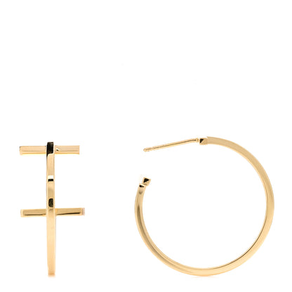 Tiffany 18K Yellow Gold Medium T Wire Hoop Earrings 1 of 5