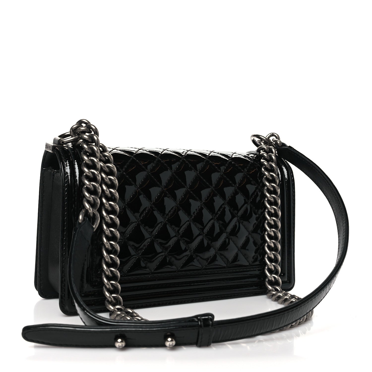 Chanel Patent Calfskin Quilted Medium Plexiglass Boy Flap Black 3 of 11