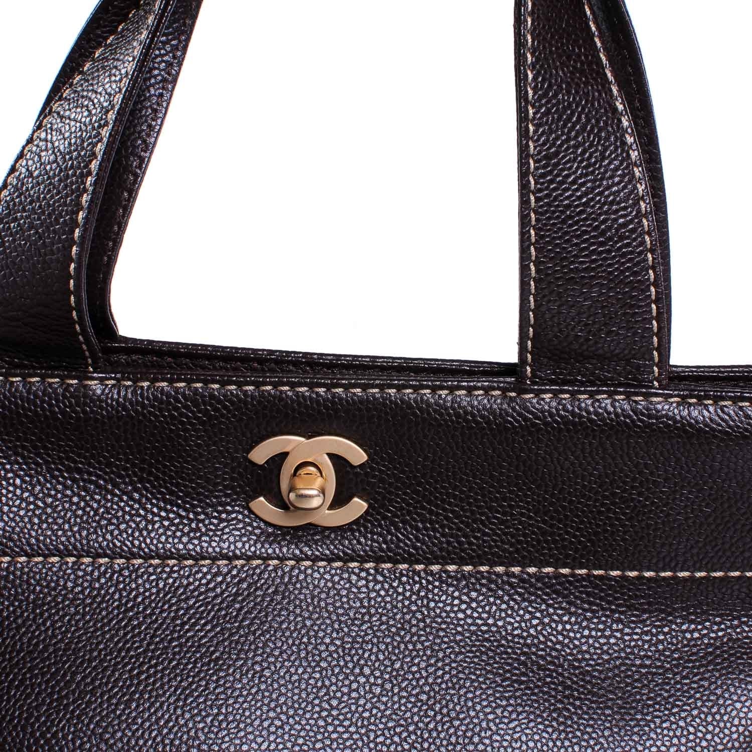Chanel Caviar CC Handbag Brown 5 of 8
