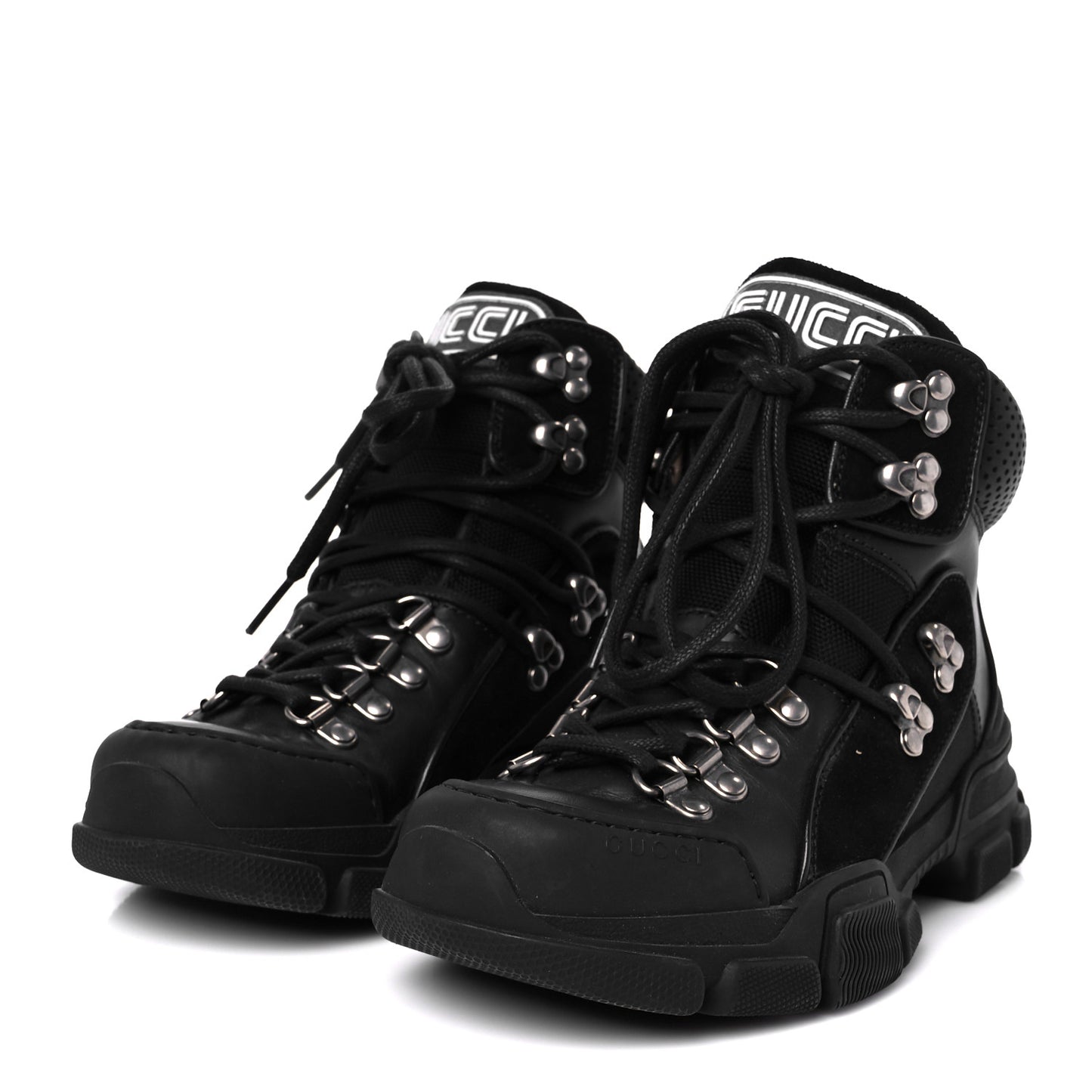 X SEGA Calfskin Suede Technical Canvas Womens Flashtrek High-Top Sneakers 35 Black