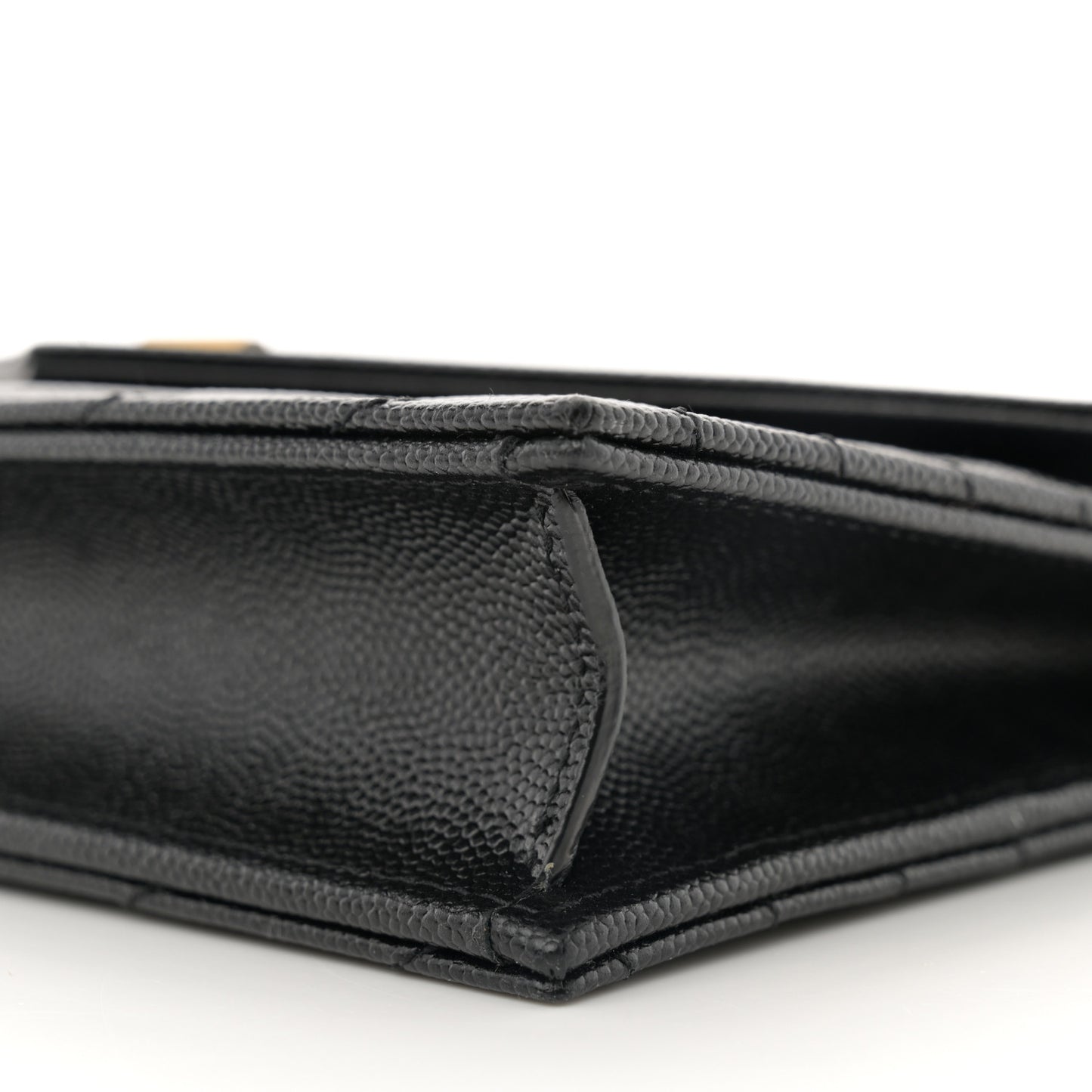 Grain De Poudre Matelasse Chevron Monogram Envelope Chain Wallet Black