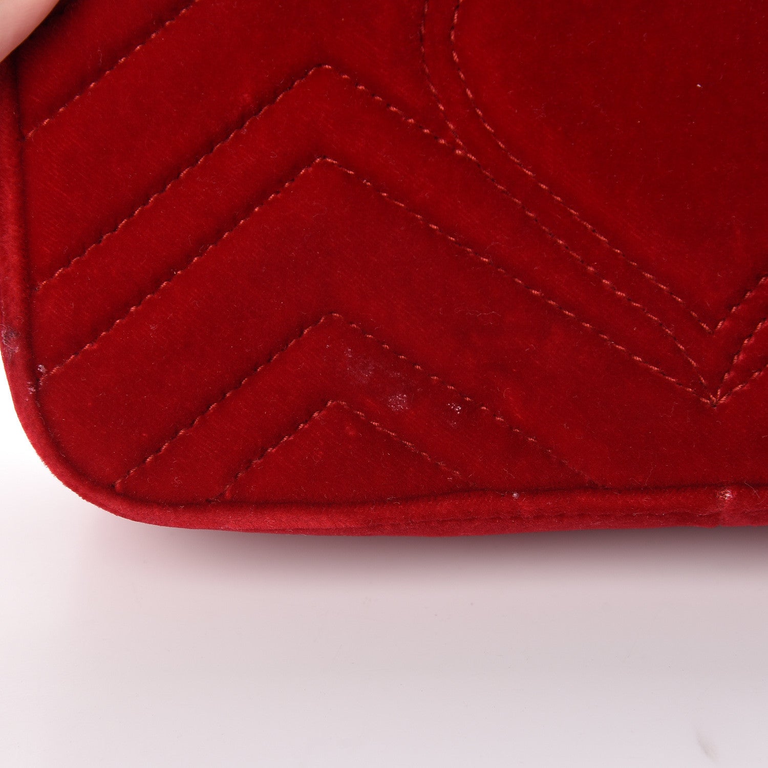 Gucci Velvet Matelasse Mini GG Marmont Shoulder Bag Hibiscus Red 14 of 18