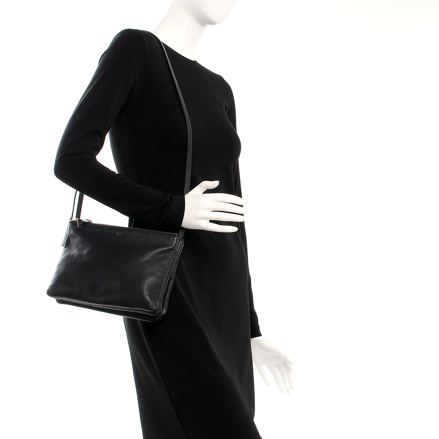 Lambskin Large Trio Crossbody Bag Black