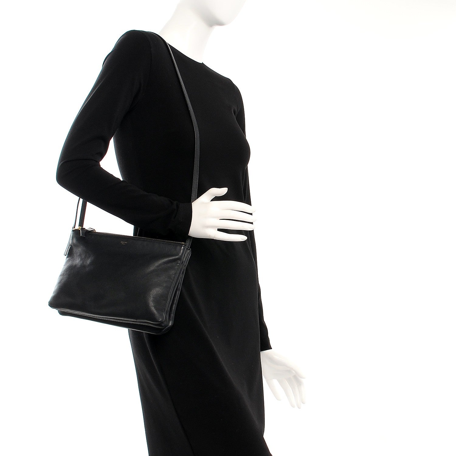Celine Lambskin Large Trio Crossbody Bag Black 2 of 11