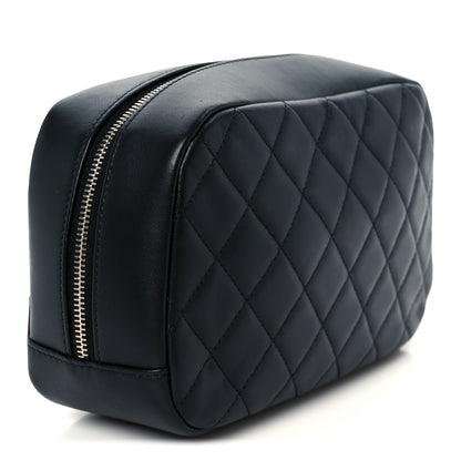 Chanel Lambskin Quilted Medium Curvy Pouch Cosmetic Case Black 3 of 8