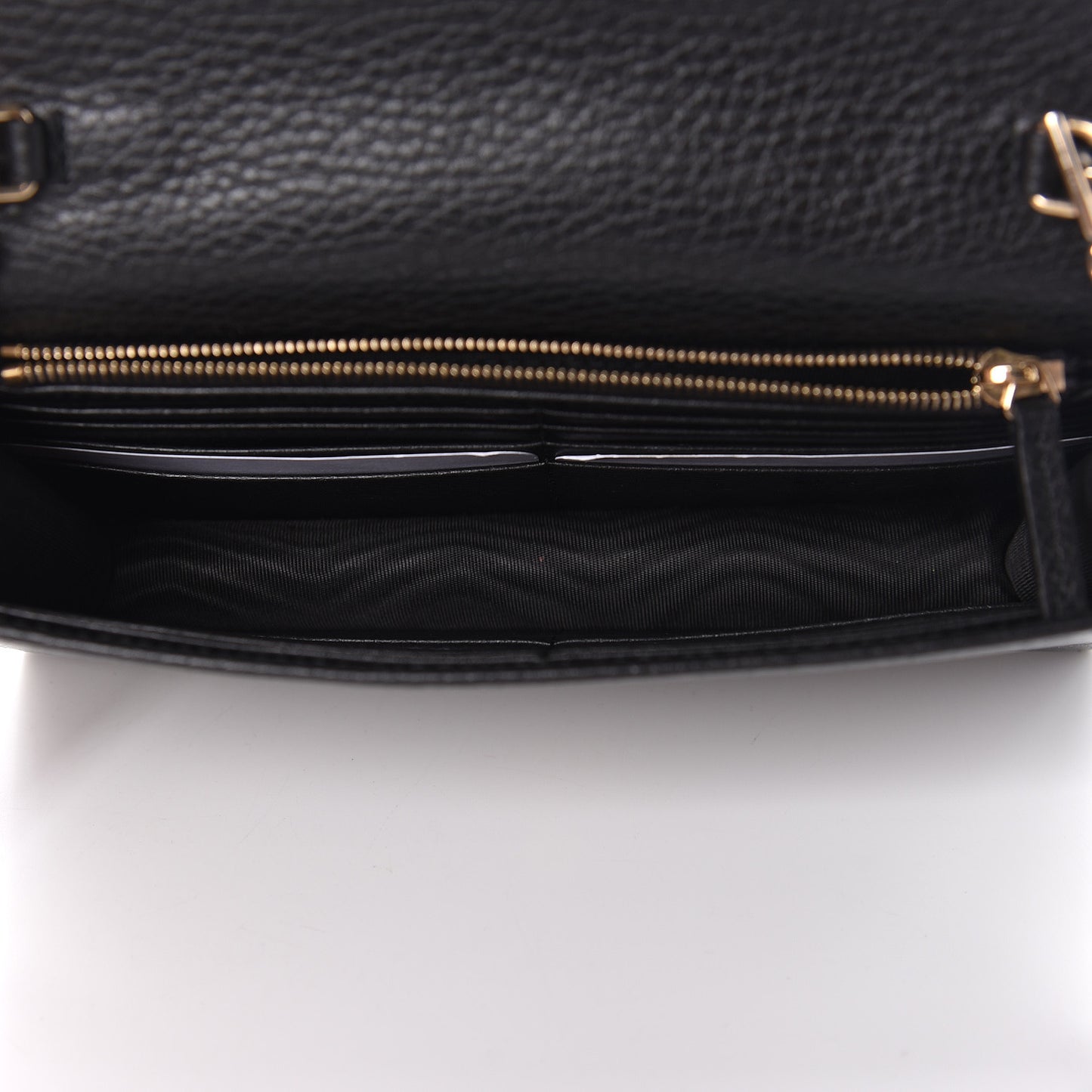 Dollar Calfskin Interlocking G Chain Wallet Black