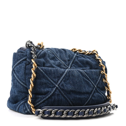 Chanel Denim Quilted Medium Chanel 19 Flap Blue 3 of 10