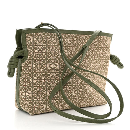 Loewe Jacquard Anagram Calfskin Mini Flamenco Knot Clutch Avocado Green 3 of 9