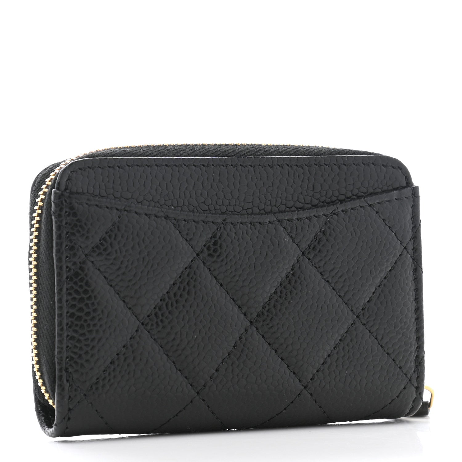 Chanel Caviar Quilted Zip Coin Purse Wallet Black 3 of 8