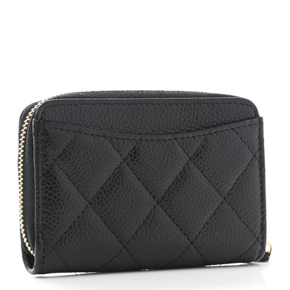 Chanel Caviar Quilted Zip Coin Purse Wallet Black 3 of 8