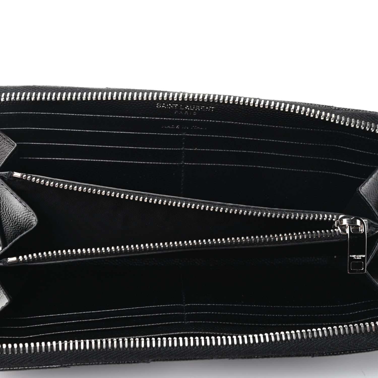 Saint Laurent Grain De Poudre Matelasse Chevron Monogram Zip Around Wallet Black 4 of 4