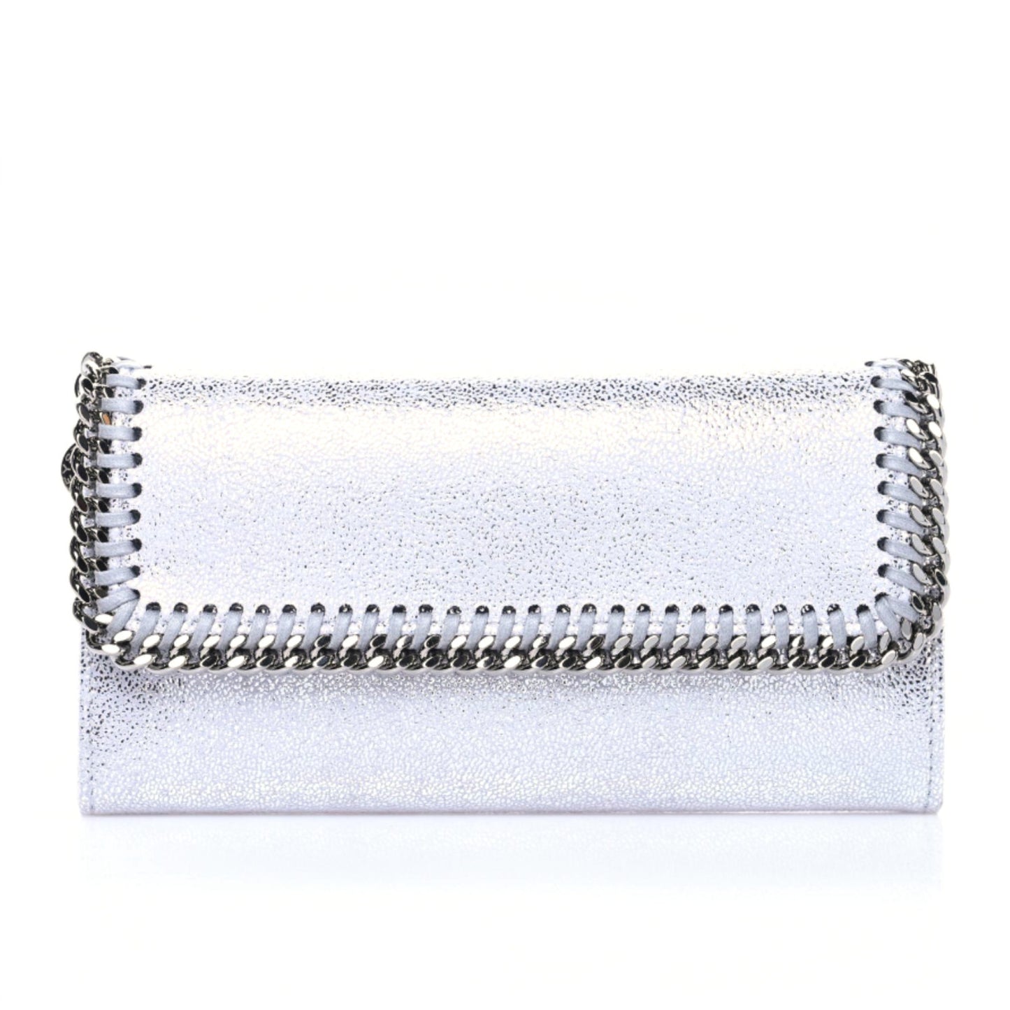 Metallic Shaggy Deer Falabella Flap Wallet Grey