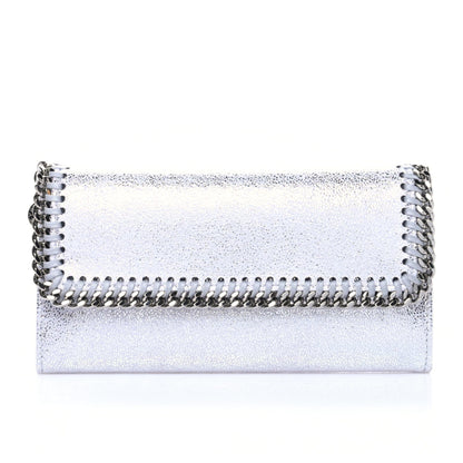 Stella McCartney Metallic Shaggy Deer Falabella Flap Wallet Grey 1 of 6