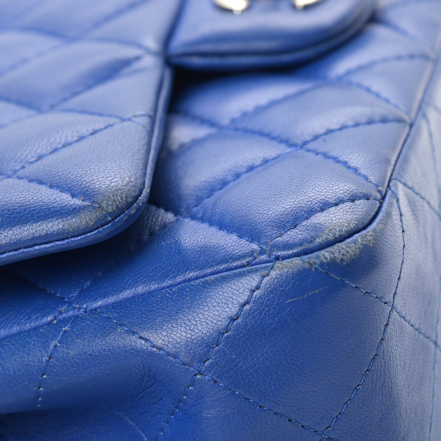 Lambskin Quilted Mini Rectangular Flap Blue