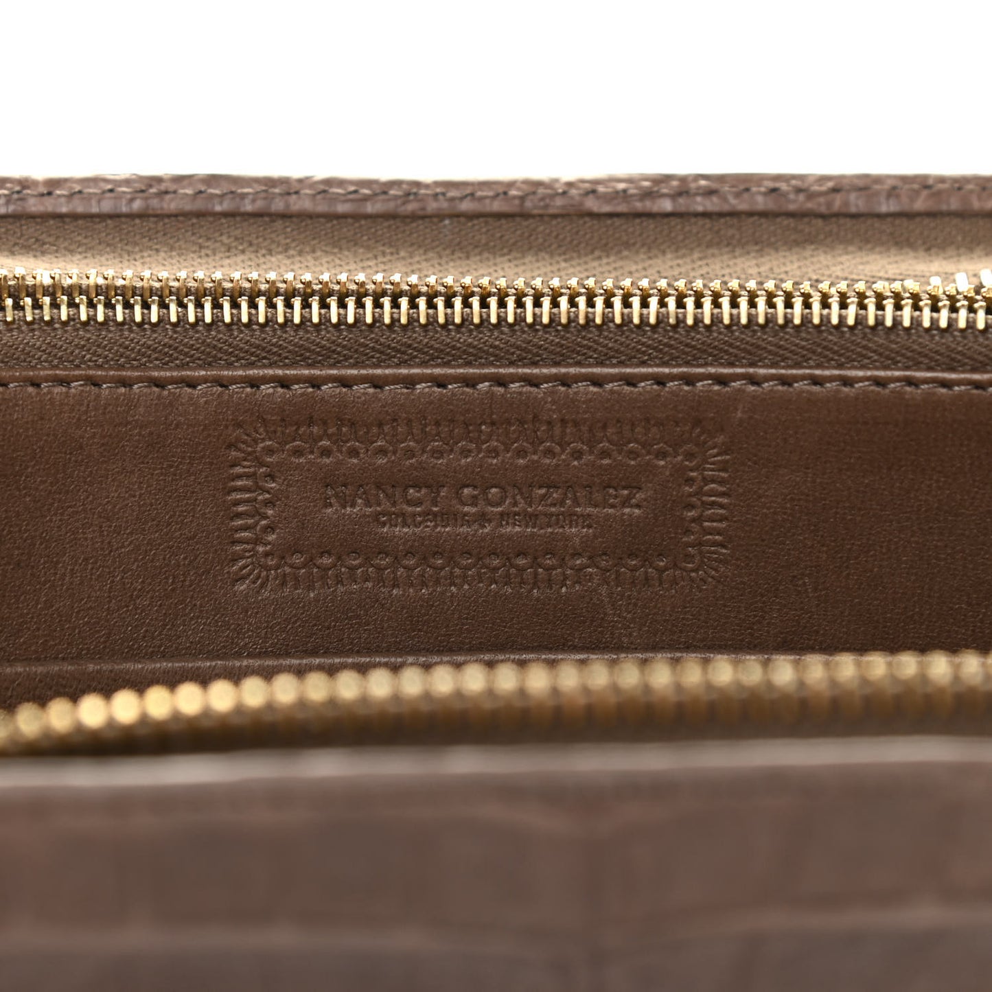 Crocodile Zip Continental Wallet Taupe