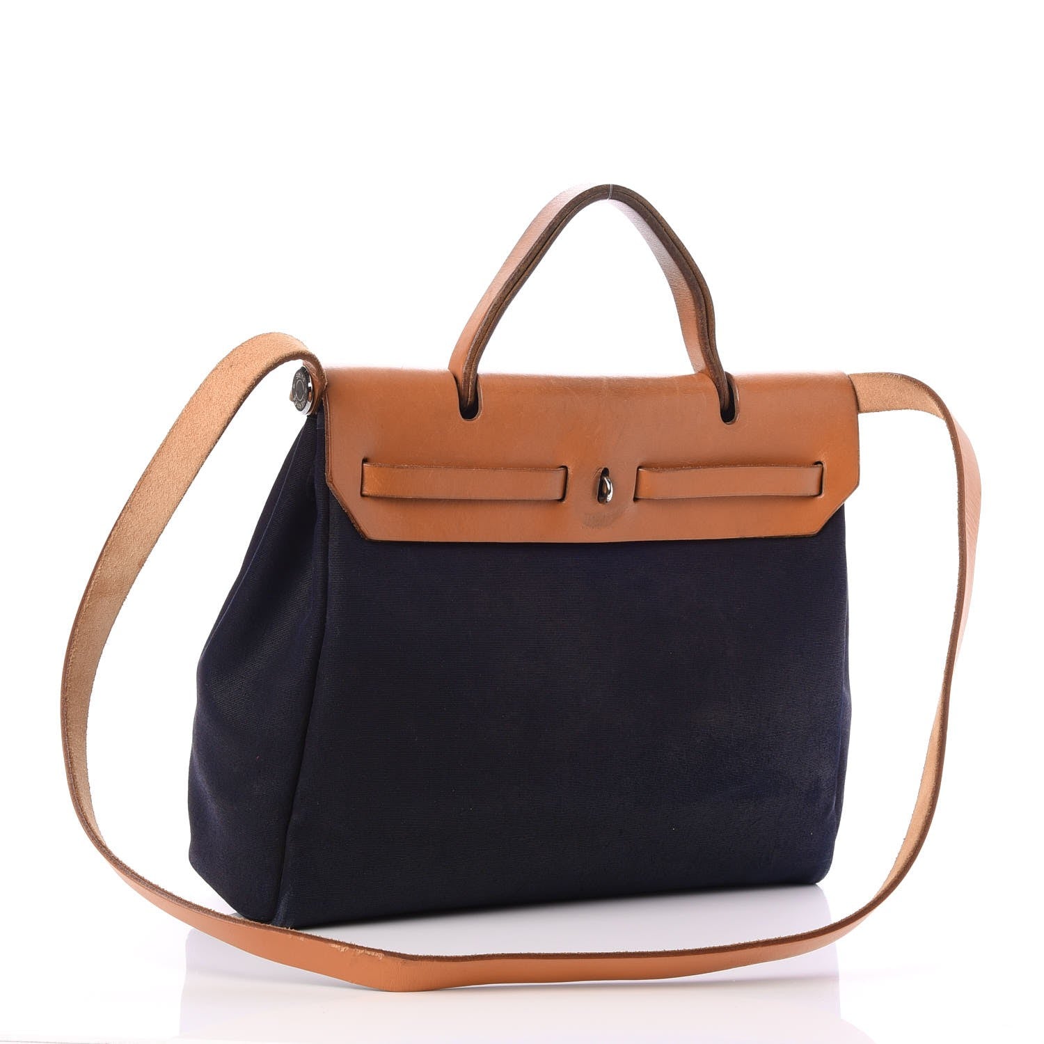 Hermes Toile Vache Calfskin Herbag 30 PM Black Natural 5 of 14