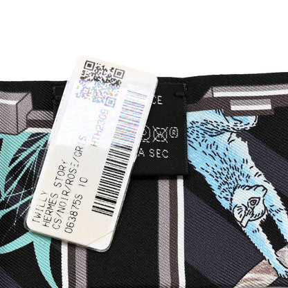 Hermes Silk Story Twilly Black Rose Gris 3 of 4