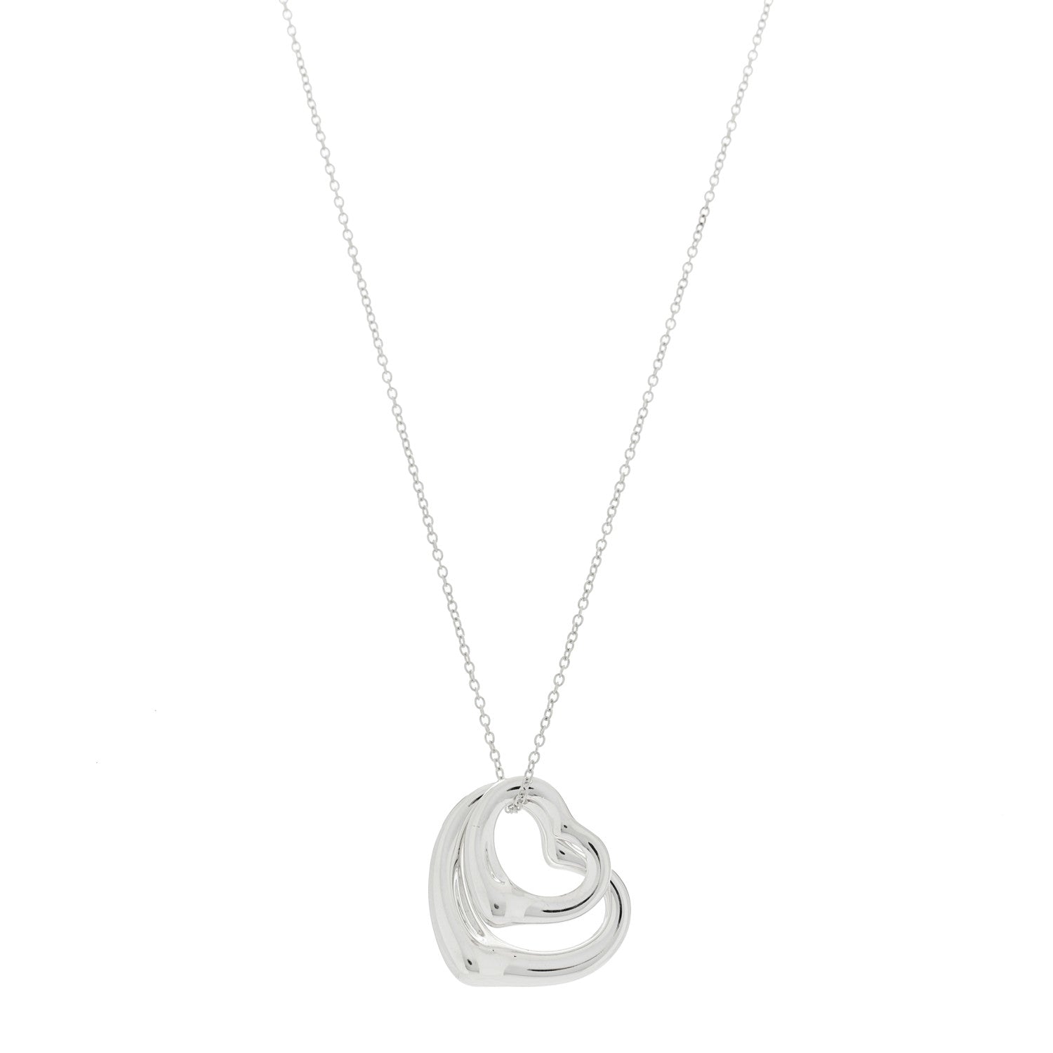 Tiffany Sterling Silver Elsa Peretti Double Open Heart Pendant Necklace 1 of 6