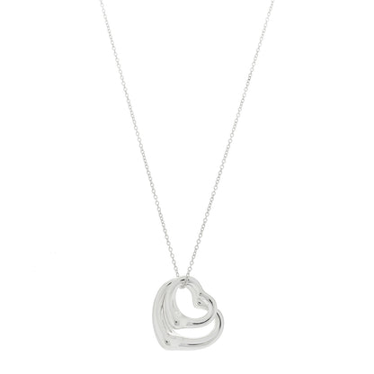 Tiffany Sterling Silver Elsa Peretti Double Open Heart Pendant Necklace 1 of 6