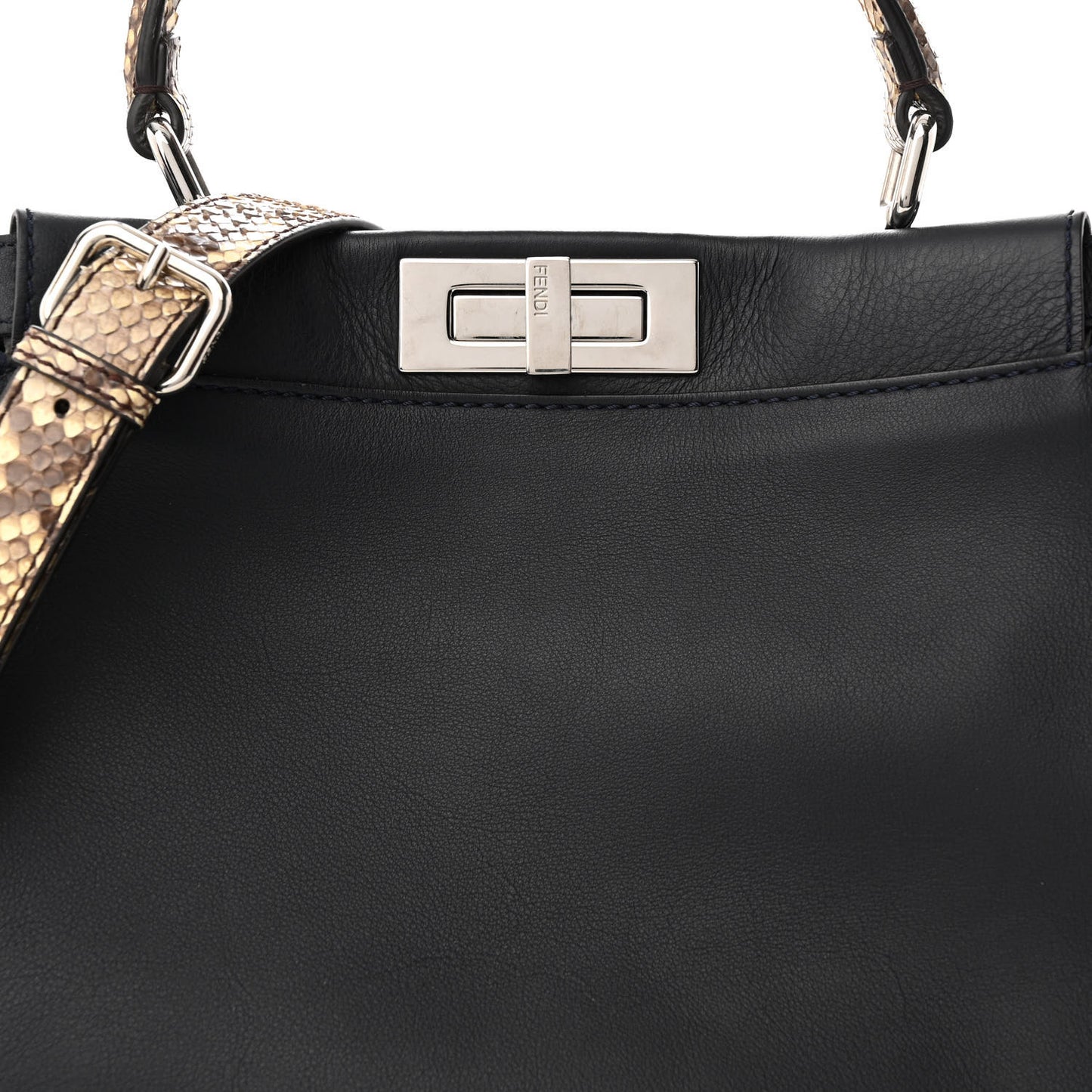 Vitello Seta Snakeskin Shiny Nappa Monster Eyes Medium Peekaboo Iconic Satchel Blue Notte Roccia