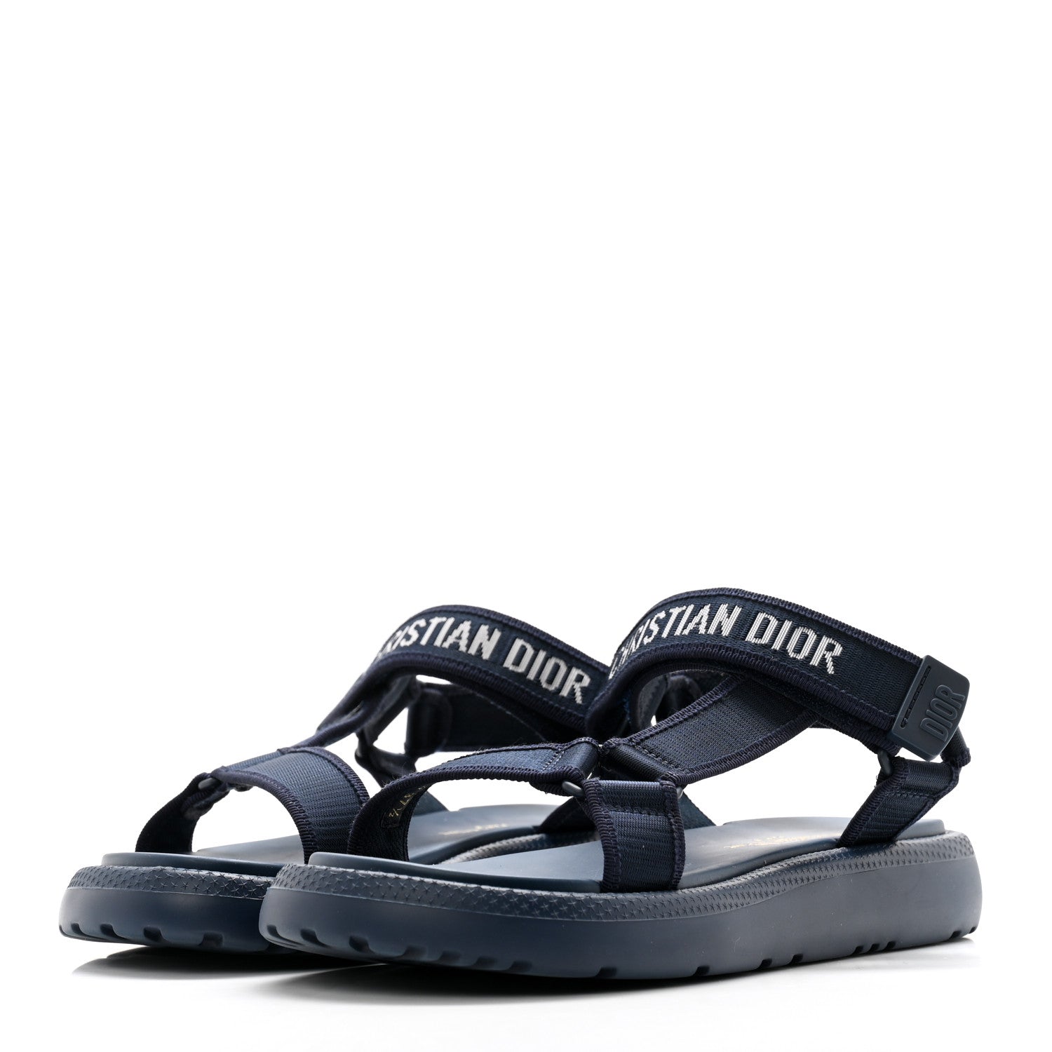 Christian Dior Technical Canvas Ribbon D-Wave 25mm Sandals 37.5 Indigo 3 of 9