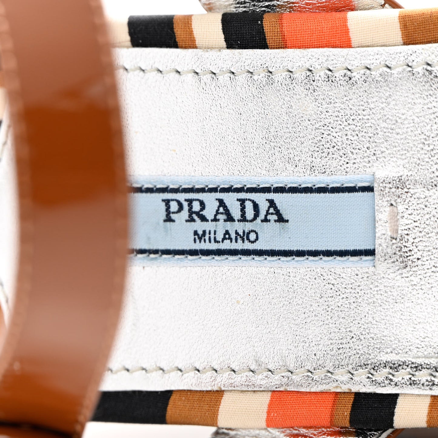 Patent Wedge Sandals 41 Cognac Multicolor