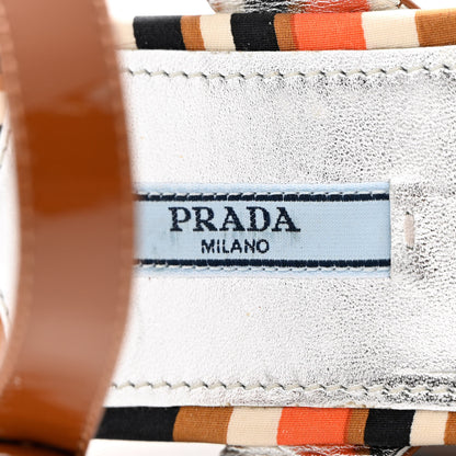 Prada Patent Wedge Sandals 41 Cognac Multicolor 6 of 13