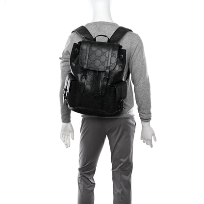 Gucci Calfskin GG Tennis Embossed Double Buckle Backpack Black 2 of 10