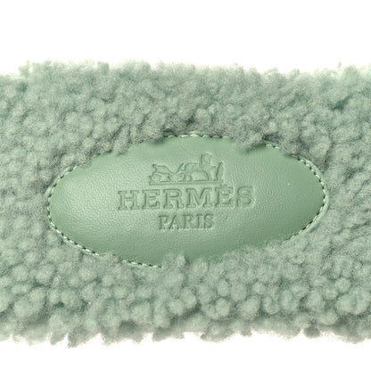 Hermes Woolskin Oran Sandals 36 Vert D’Eau 7 of 8
