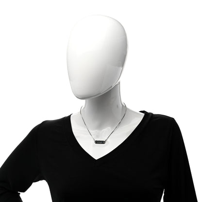 Christian Dior Enamel Logo Tag Short Necklace Silver 2 of 4