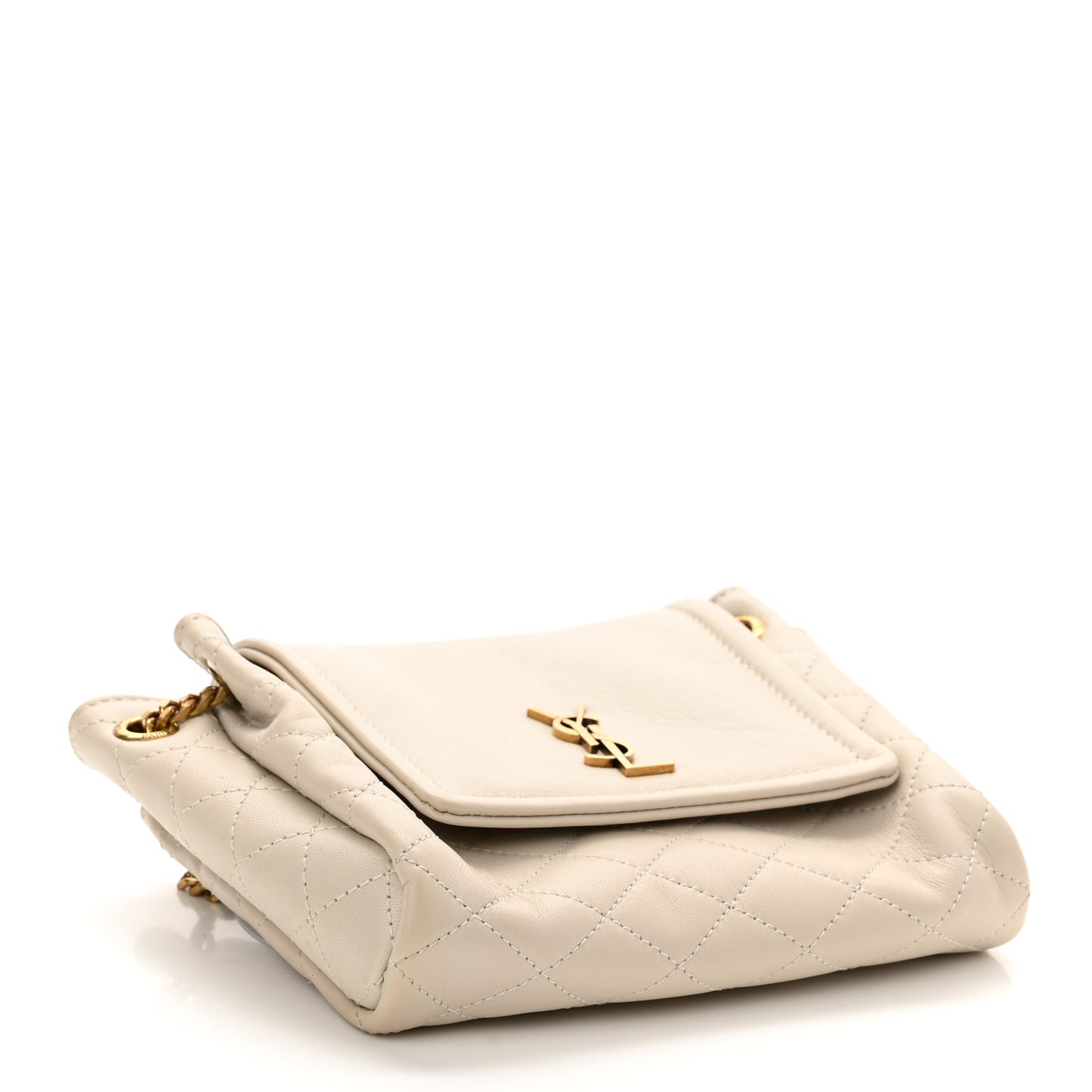 Lambskin Quilted Monogram Mini Nolita Blanc Vintage