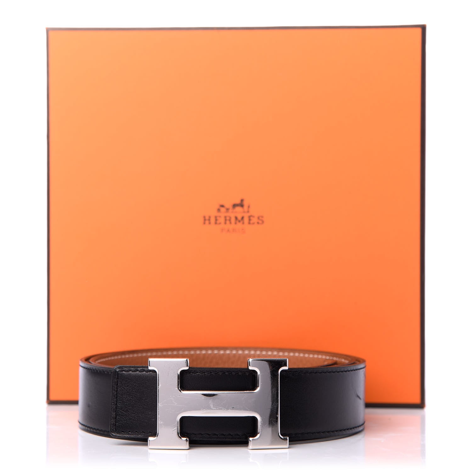 Hermes Box Togo 32mm H Belt 85 Black Gold 6 of 6