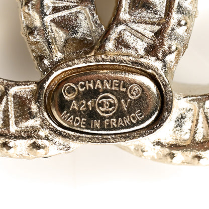 Chanel Crystal Timeless CC Earrings Light Gold 4 of 5