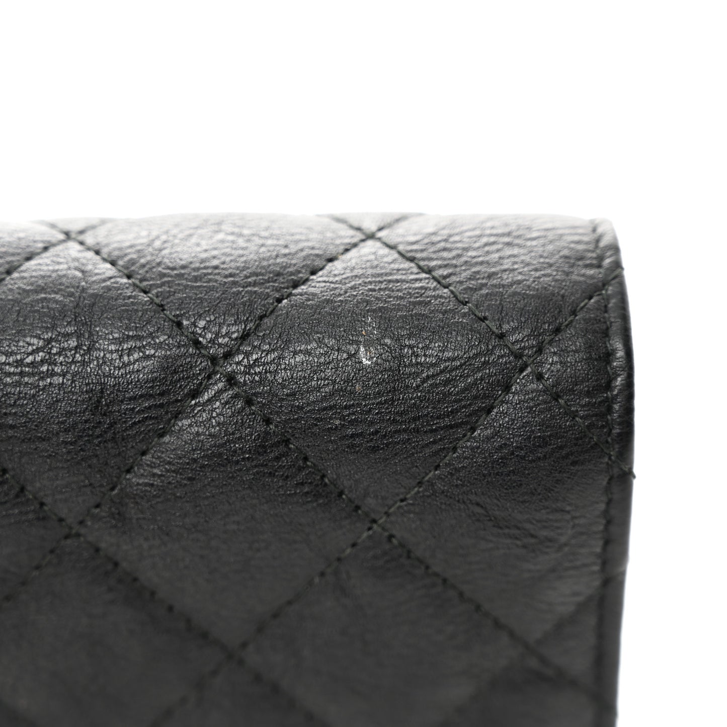 Crumpled Calfskin Quilted Wallet On Chain WOC So Black