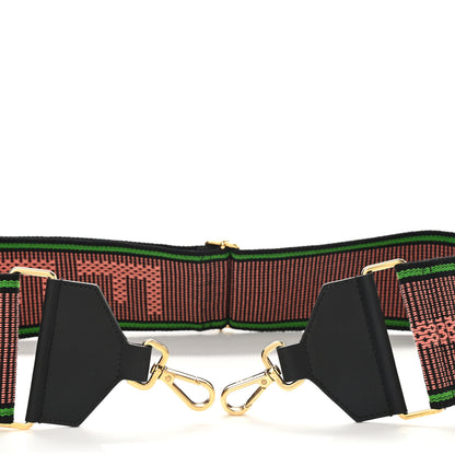 Fendi Cannete Ribbon Poly Vitello Century Logo Adjustable Strap You Coral Green 5 of 6