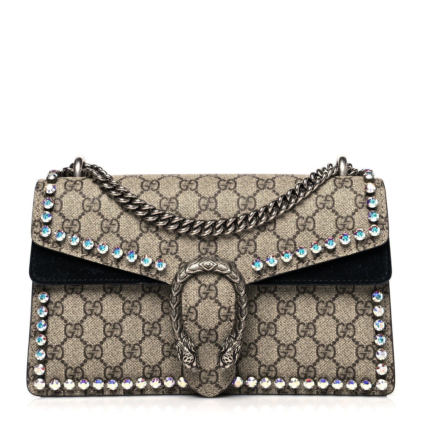 GG Supreme Monogram Crystal Small Dionysus Shoulder Bag Black