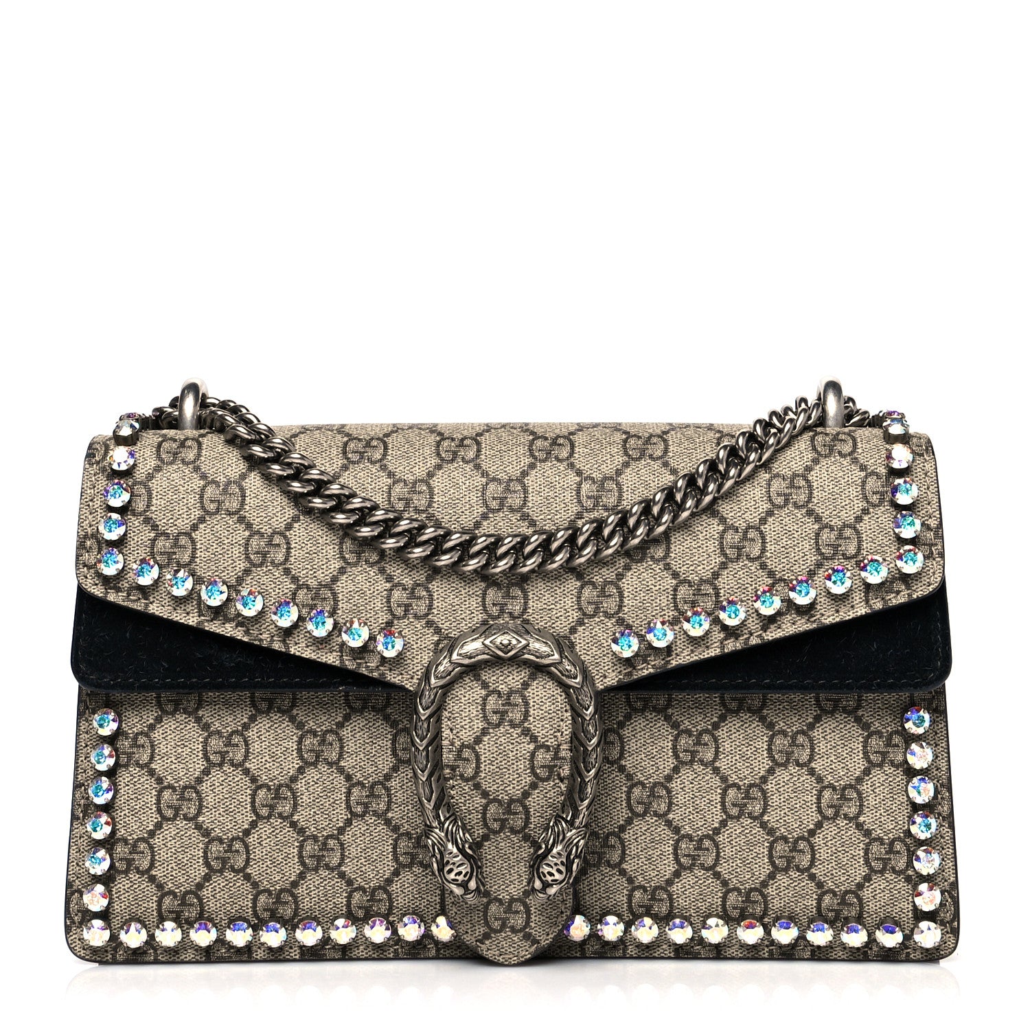Gucci GG Supreme Monogram Crystal Small Dionysus Shoulder Bag Black 1 of 15