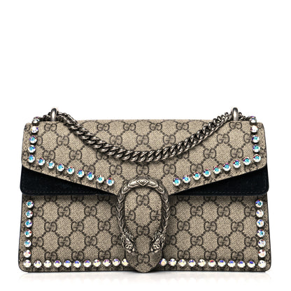 Gucci GG Supreme Monogram Crystal Small Dionysus Shoulder Bag Black 1 of 15
