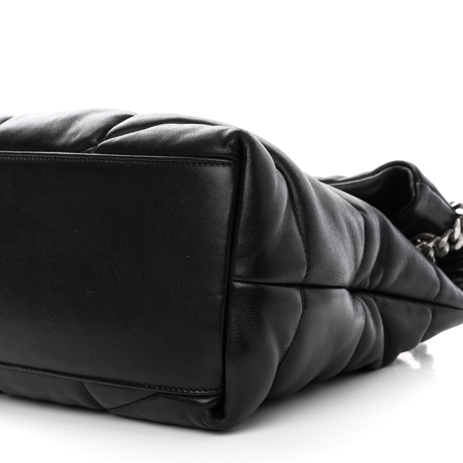 Saint Laurent Lambskin Quilted Medium Loulou Puffer Monogram Chain Satchel Black 11 of 11