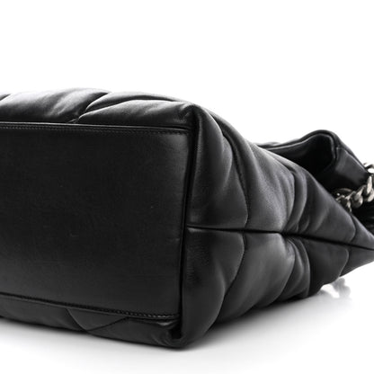 Saint Laurent Lambskin Quilted Medium Loulou Puffer Monogram Chain Satchel Black 11 of 11